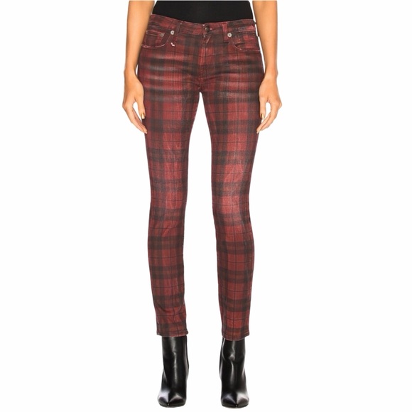 R13 Denim - R13 Kate Plaid Mid-Rise Ankle Skinny Jeans Size 27